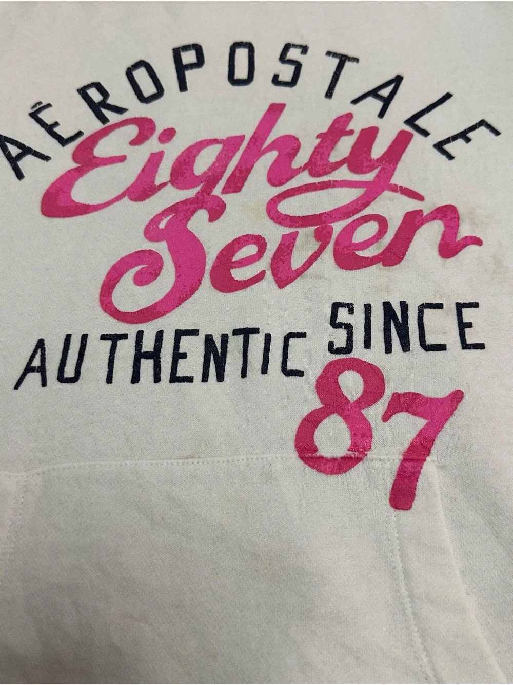 Aeropostale White Hoodie with Pink & Black Graphic - Picture 2 of 7